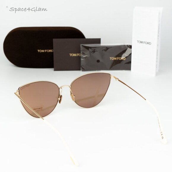 Tom Ford Women Sunglasses Gold Brown Mirror Cat Eye FT1005 32G BRAND NEW